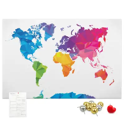 Abstract World Map Printed Cork Board