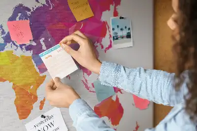 Abstract World Map Printed Cork Board