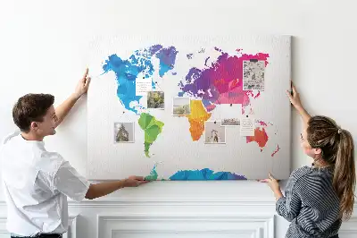 Abstract World Map Printed Cork Board