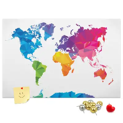 Abstract World Map Printed Cork Board