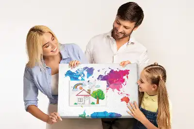 Printed Cork Board Abstract world map