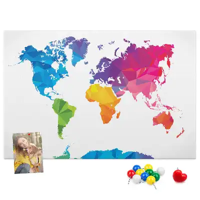 Abstract World Map Printed Cork Board