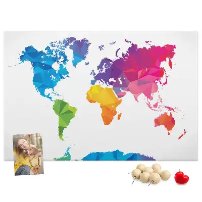 Abstract World Map Printed Cork Board