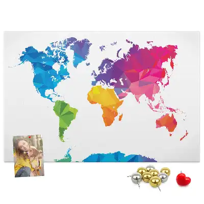 Printed Cork Board Abstract world map