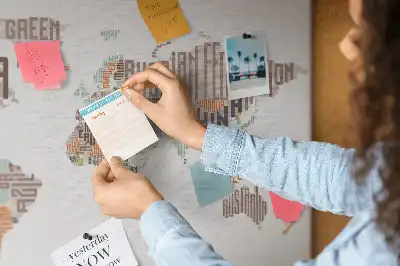World Map Printed Cork Memo Board with Colorful Letters