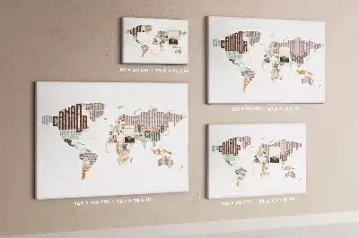 World Map Printed Cork Memo Board with Colorful Letters