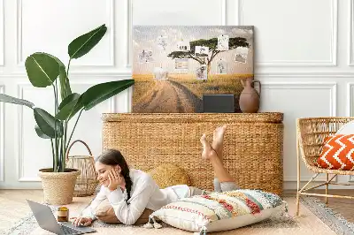 Cork memo board African landscape