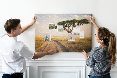Cork memo board African landscape