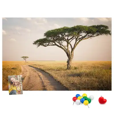 African landscape cork memo board
