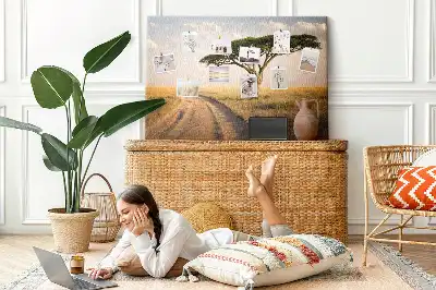 African landscape cork memo board