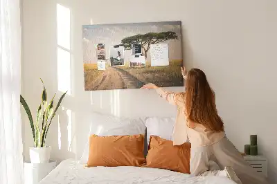 African landscape cork memo board