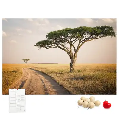 African landscape cork memo board
