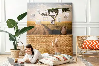 African landscape cork memo board