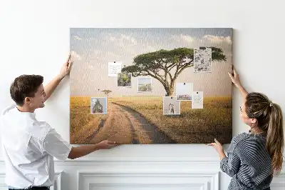 African landscape cork memo board