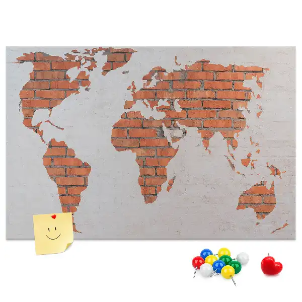 World Map Printed Cork Board Brick