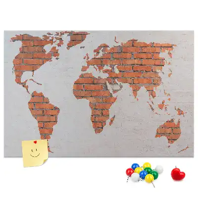 World Map Printed Cork Board Brick