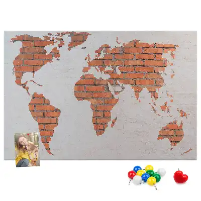World Map Printed Cork Board Brick