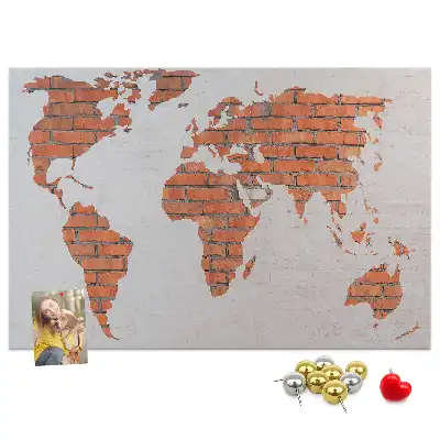 World Map Printed Cork Board Brick