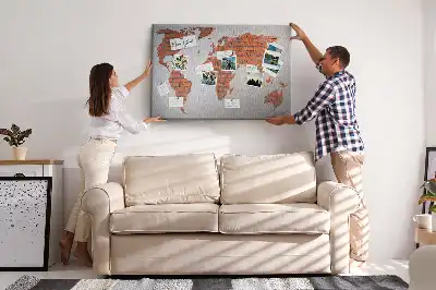 World Map Printed Cork Board Brick