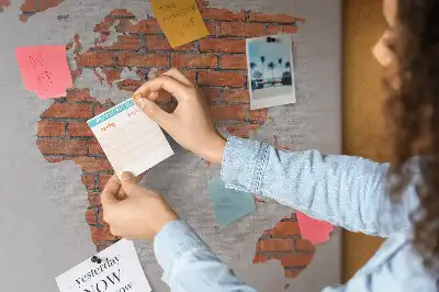 World Map Printed Cork Board Brick