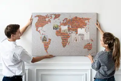World Map Printed Cork Board Brick
