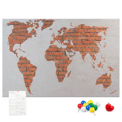 World Map Printed Cork Board Brick