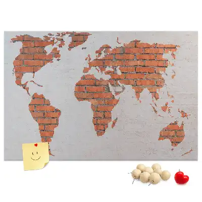 World Map Printed Cork Board Brick