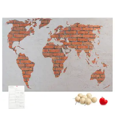 World Map Printed Cork Board Brick