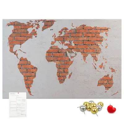 World Map Printed Cork Board Brick