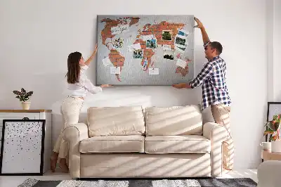 World Map Printed Cork Board Brick