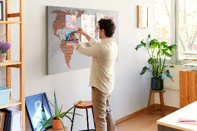 World Map Printed Cork Board Brick