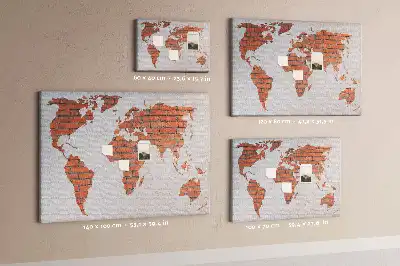 World Map Printed Cork Board Brick