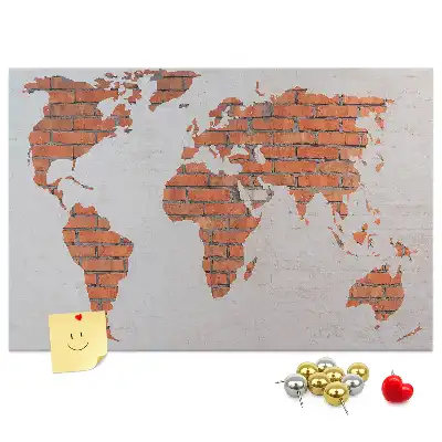 World Map Printed Cork Board Brick