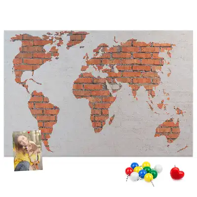 World Map Printed Cork Board Brick
