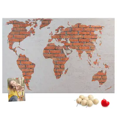 World Map Printed Cork Board Brick