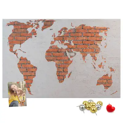 World Map Printed Cork Board Brick