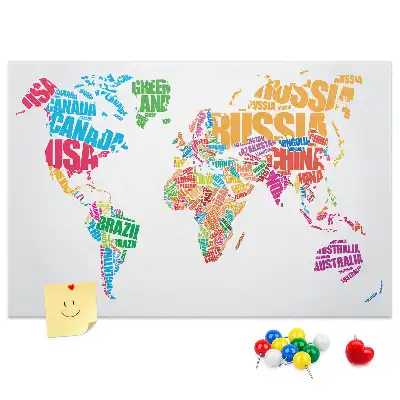 Colorful country names cork memo board