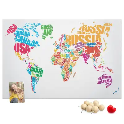 Colorful country names cork memo board