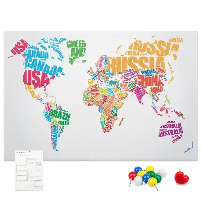 Colorful country names cork memo board