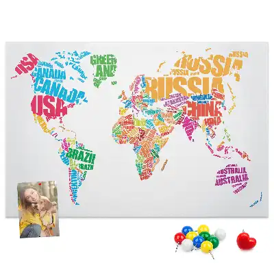 Cork memo board Colorful country names