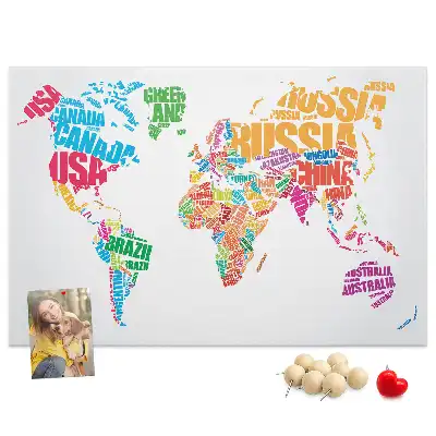 Colorful country names cork memo board
