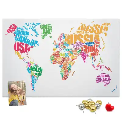 Colorful country names cork memo board