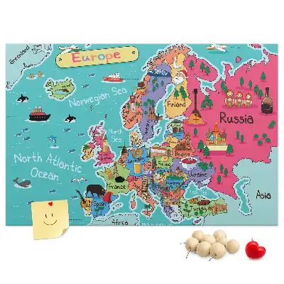 Printed Cork Board Map of Europe