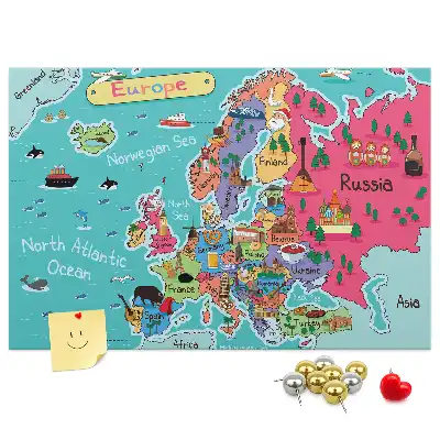 Printed Cork Board Map of Europe
