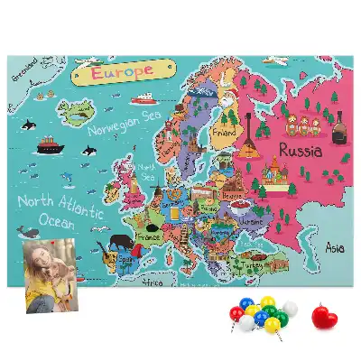 Printed Cork Board Map of Europe