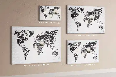 World Map Typography Printed Cork Memo Board