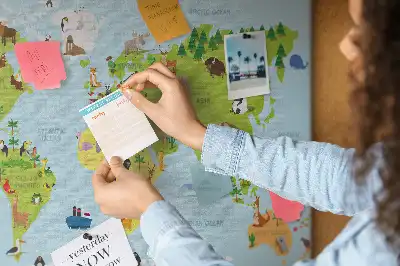 World Map Cork Memo Board with Animals