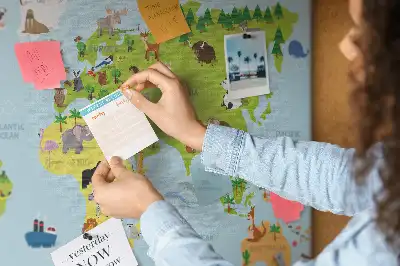 World Map Cork Memo Board with Animals