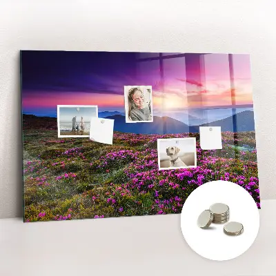 Sunrise flowers magnetic glass dry erase board