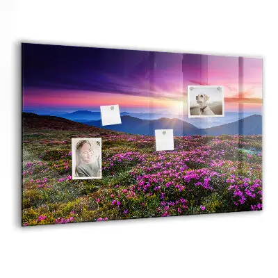 Sunrise flowers magnetic glass dry erase board